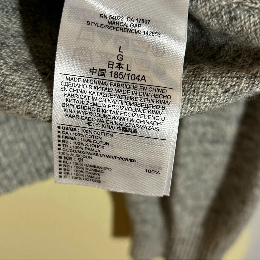 Gap Gray Cotton Elbow Patches Preppy Classic Thick Henley Sweater Marled Size L